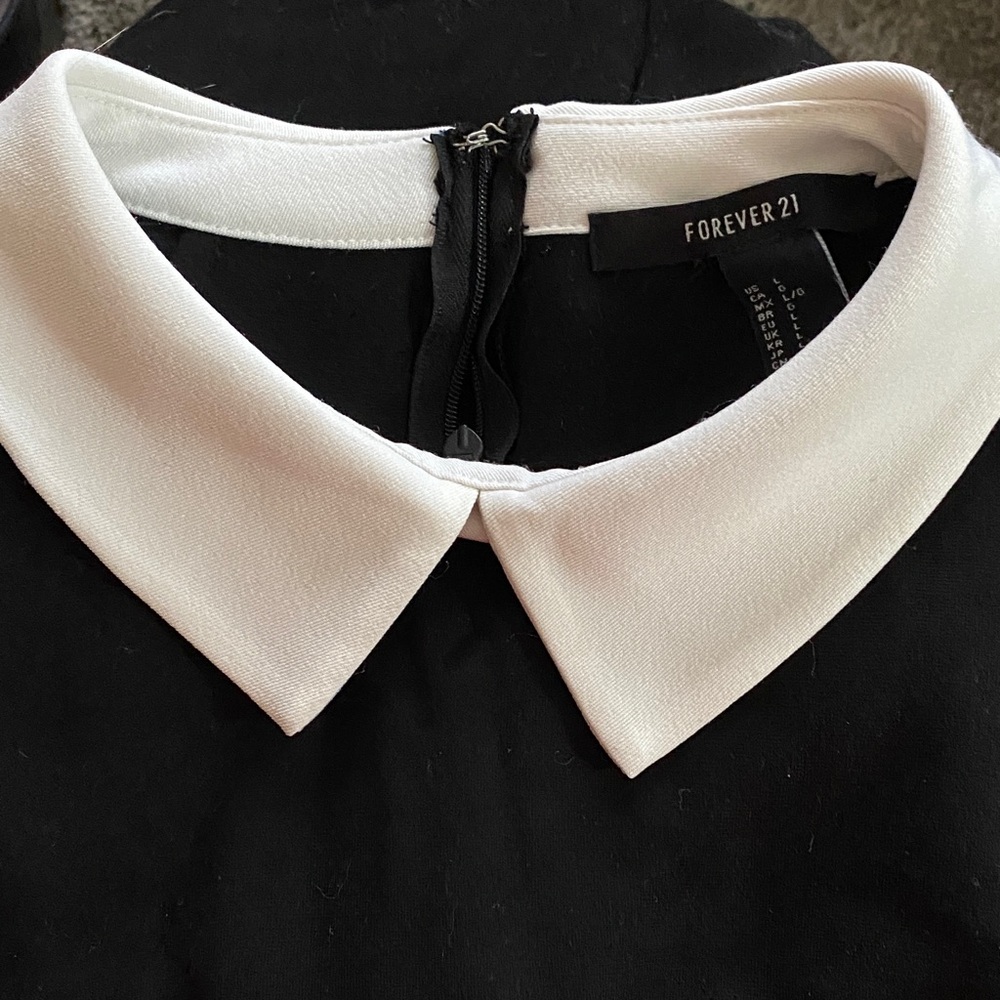 Forever 21 Black Dress with White Peter Pan Collar Wednesday